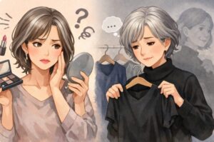 グレイヘア移行期の悩み・メイクとファッション