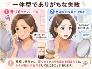 薄づきすぎてシミが隠れない